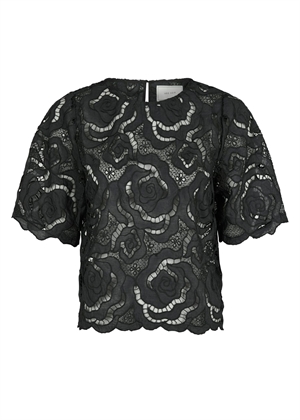 Trisha big lace bluse Sort Neo Noir